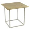 Natural wooden white steel cocktail table overhang top